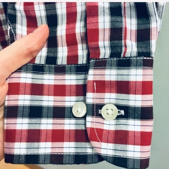 CHAPS Red Plaid Wrinkle and Stain Free Button Down - Picture 5 of 8